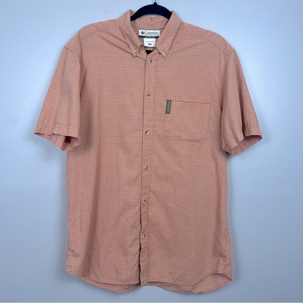 Columbia Men's 100% Cotton Plaid Short Sleeve Button Down Shirt Size M; Outdoor